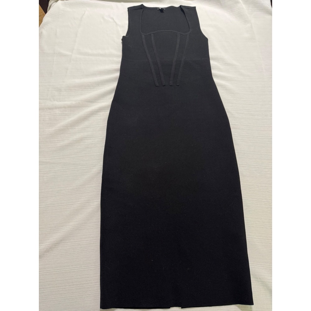 Express Body Contour Black Corset Ribbed Sleeveless Midi Dress Small